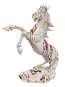 Sculpture Cheval Cabré coloré en résine Trash Blanc - H 90cm