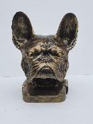 Statue Buste de Bulldog français en Résine Bronze - 40cm