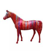 Sculpture Cheval coloré en Résine Trash Rouge - 220cm