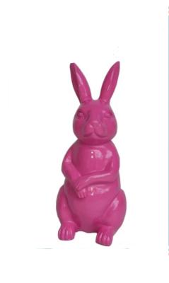 Sculpture Lapin design en résine Rose - H 55cm