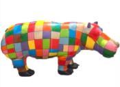 Statue Design en résine Hippopotame XXL Puzzle - L 180 cm