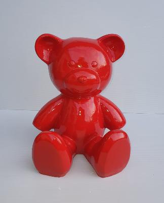 Statue en résine Ourson Rouge - H 40cm