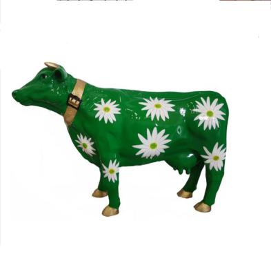 Statue en résine Vache Décoration Fleurie - L 110cm