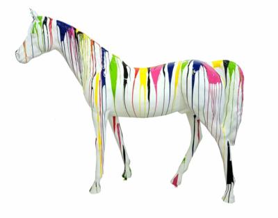 Sculpture Cheval coloré en Résine Trash Blanc - 220cm