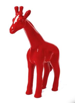 Statue Girafe en Résine Rouge - 50cm