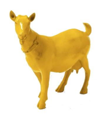 Sculpture en resine d'une chevre Jaune - L 60cm