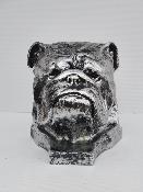 Statue Buste de Bulldog en Résine Argenté - 40cm