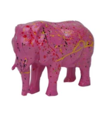 Sculpture en résine Éléphant Splash Rose - 80cm