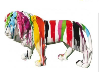 Sculpture Lion Trash Blanc XXL - L 190cm