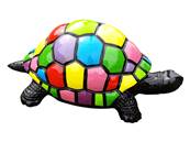 Statue en Résine d'une Tortue Multicolore Noir - L 110cm