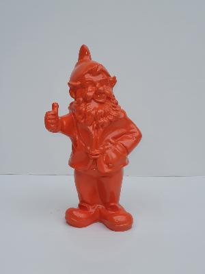 Statue en résine d’un Nain Pouce Levé Orange  - H 33 cm