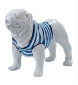 Sculpture Bulldog Anglais en Résine Marinière - 90cm